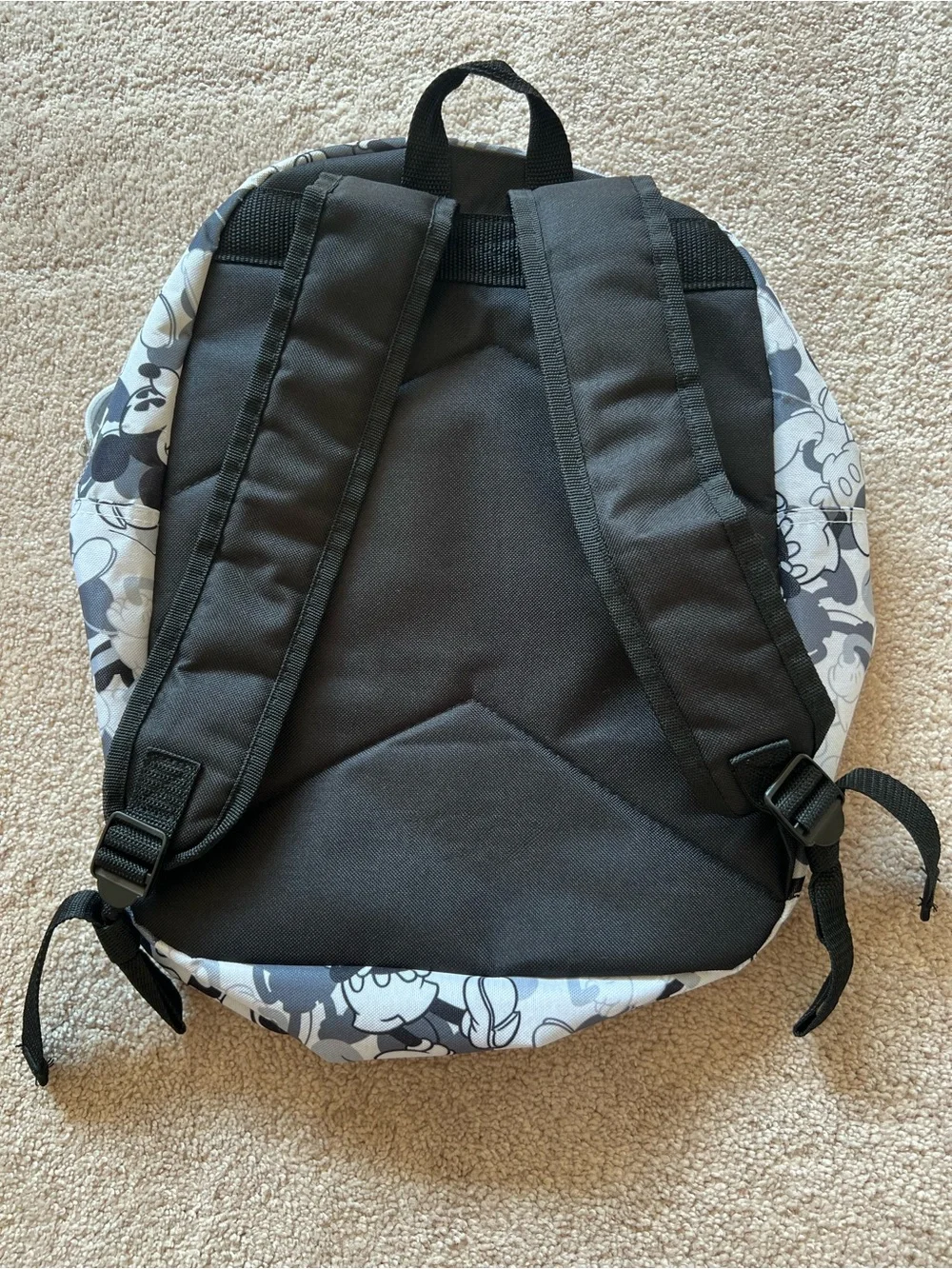 Disney Black & White Mickey Pattern Backpack with Red & Yellow Accent